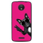 Coque souple pour motorola moto c avec impression motifs chien a lunettes sur f