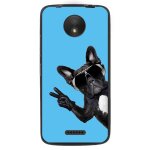 Coque souple pour motorola moto c avec impression motifs chien a lunettes sur f