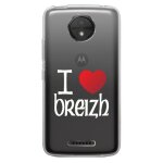 Coque souple pour motorola moto c plus avec impression motifs coeur rouge i love
