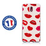 Coque souple pour nokia 3 - 1 avec impression motifs l�vres et coeurs rouges
