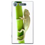 Coque souple pour sony xperia xz1 avec impression motifs cam�leon sur un bamboo