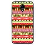 Coque souple pour wiko robby avec impression motifs azt�que jaune et rouge