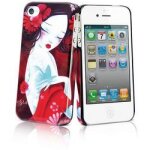 Coque sybile 2 rouge et blanc avec film protecteur muvit art collection pour iphone 4 et 4s