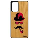 Coque telephone a72 bois silicone monsieur moustache femme housse bumper tag etui chapeau melon 4g vintage ...