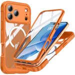 Coque de t�l�phone antichoc 9h en verre tremp� orange compatible avec iphone 17 pro max