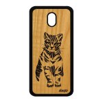 Coque telephone galaxy j3 2017 bois silicone chat ethnique tribal noir a samsung galaxy j3 2017