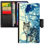 Coque telephone iphone 11 pro max portefeuille renard bleu animal dessin feuilles housse graphique nature ...