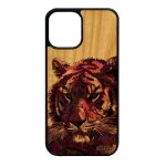 Coque telephone pour iphone 12 mini bois silicone tigre case design art fr�ne grapgique sauvage fauve ...