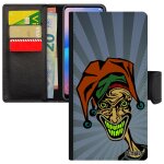 Coque telephone pour iphone 12 / 12 pro a rabat portefeuille joker smile etui design bleu a clapet unique ...