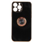 Coque de telephone pour iphone 13 pro max avec anneau de support plaque or rose paillete pour femme, ...