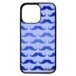 Coque telephone iphone 13 pro silicone moustache bleu motif 4g housse homme peinture noir chapeau melon ...