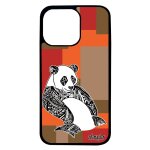 Coque telephone iphone 13 pro silicone panda geometrique marron ethnique dessin tribal carr� etui mobile ...