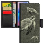 Coque telephone pour samsung note 8 a rabat tortue smartphone gris ven. case dessin noir effet ocean ...