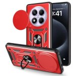 Coque de t�l�phone tpu + pc avec design de couverture coulissante pour redmi note 14 pro 4g, rouge
