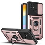 Coque de t�l�phone tpu + pc avec design de couverture coulissante pour xiaomi redmi 10c 4g, or rose