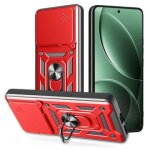 Coque de t�l�phone tpu + pc pour redmi k80 5g avec design de couverture a cam�ra coulissante, rouge