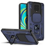 Coque de t�l�phone tpu + pc pour xiaomi redmi note 9 pro avec design de couverture a glissi�re, bleu