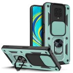 Coque de t�l�phone tpu + pc pour xiaomi redmi note 9 pro avec design de couverture a glissi�re, vert