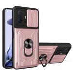 Coque de t�l�phone pour xiaomi 11t avec emplacement pour carte et support, or rose
