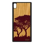 Coque telephone xperia xa1 ultra en bois naturel silicone arbres ecolo portable design ecologie feuilles ...