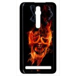 Coque - t�te de mort en feu - compatible avec asus zenfone 2 ze551ml - plastique - bord noir