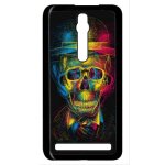 Coque - tete de mort en lumiere - compatible avec asus zenfone 2 ze551ml - plastique - bord noir