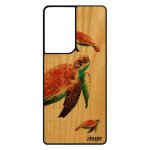 Coque tortue pour samsung galaxy s21 ultra bois veritable silicone souple 4g portable case jeu. geante ...