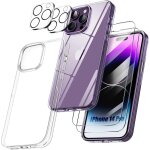 Coque tpu pour iphone 14 pro + 2 verres trempes et 2 protections camera arrire