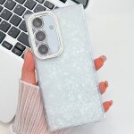 Coque tpu paillet�e pour samsung galaxy a36 5g avec protection d'objectif, motif coquillage blanc