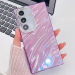 Coque tpu paillet�e pour samsung galaxy s25 5g avec protection d'objectif, ondulations d'eau violettes ...