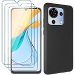 Coque tpu souple antidrapante noire + 3x verre tremp 9h + film protecteur pour zte blade v50 vita (6, ...