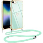 Coque tpu verte anti - choc 4, 7  avec cordon tour de cou rglable et motif c?ur, chane amovible - compatible ...
