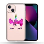 Coque transparente pour apple iphone 13 mini (5. 4) licorne paillette