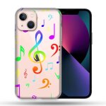 Coque transparente pour apple iphone 13 mini (5. 4) note musique colore