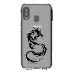 Coque transparente pour samsung galaxy a20e dragon noir