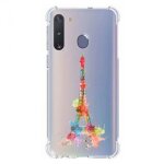 Coque transparente pour samsung galaxy a21 tour eiffel colore