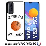Coque pour vivo y52 5g - je peux pas j ai basket fond blanc - silicone - noir