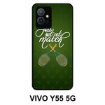 Coque vivo y55 5g - jeu set et match de tennis - silicone - noir