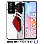 Coque pour vivo y76 5g - escarpins rouge et noir - silicone - noir