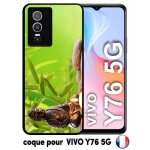 Coque pour vivo y76 5g - zen attitude bouddha bougie - silicone - noir
