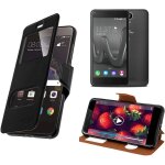 Coque wiko harry housse etui ¿¿ 2 fenetres en simili cuir avec rabat magnetique noir Coque wiko harry housse etui ¿¿ 2 fenetres en simili cuir avec rabat magnetique noir