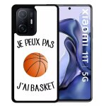 Coque pour xiaomi 11t 5g - je peux pas j ai basket fond blanc - silicone - noir