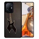 Coque pour xiaomi 11t pro - guitare rock n roll - silicone - noir