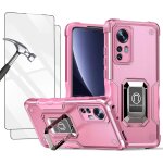 Coque pour xiaomi 12 / 12x etui, tpu + pc rigide armure protection housse avec 2 verre trempe / support ...
