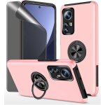 Coque xiaomi 12 5g + verre tremp anti - espion 9h, support anneau rotatif 360, dos pc renforc avec ...