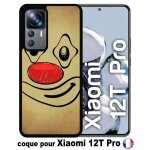 Coque pour xiaomi 12t pro - smiley clown nez rouge - silicone - noir