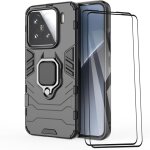 Coque xiaomi 15 5g avec 2 verres tremps, anneau rotatif 360, compatible support magntique voiture, ...