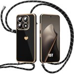 Coque pour xiaomi 15t, protection silicone slim antichoc motif coeur avec bandouli�re noire - e. f. connection ...