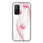 Coque pour xiaomi mi 10t / mi 10t pro coeur rose montant sur blanc