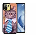 Coque pour xiaomi mi 11 lite 5g - chat cravate - silicone - noir